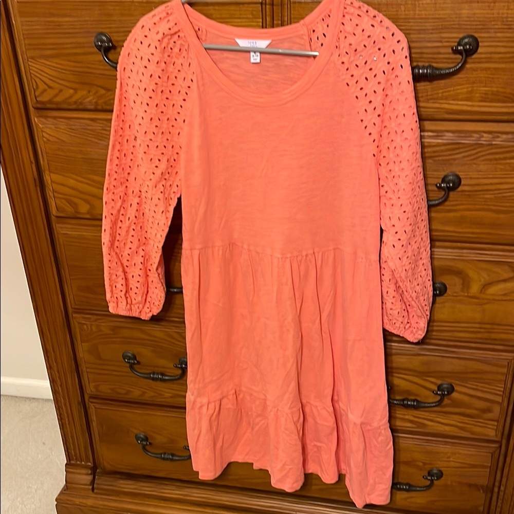 Time and Tru Pink Sundress with Lace Detailing and Ruched Bodice